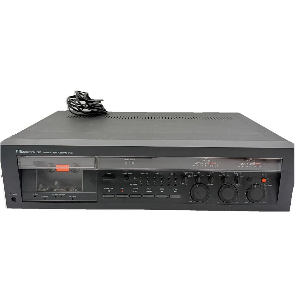 NAKAMICHI 581 DISCRETE HEAD CASSETTE DECK Tested Play FF REW Japan